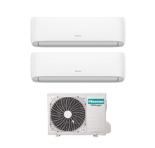 Climatizzatore Condizionatore Hisense Dual Split Inverter serie HI-COMFORT 12+12 con 3AMW62U4RJC R-32 Wi-Fi Integrato 12000+12000